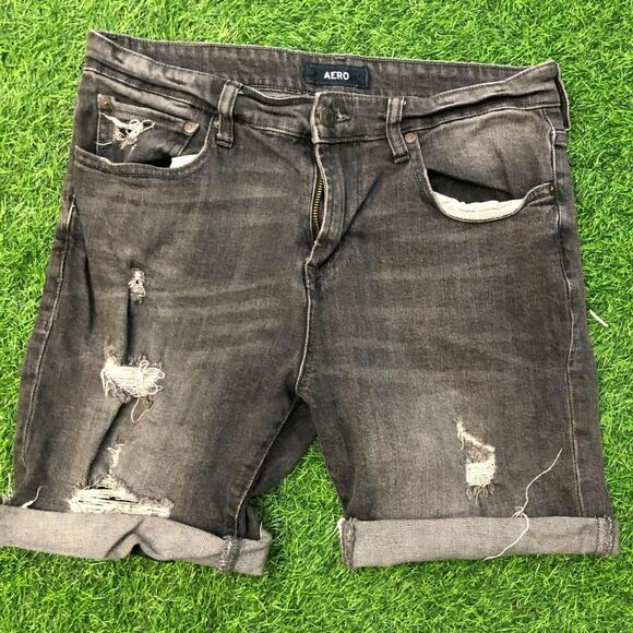 Men’s Distressed Aero Denim Shorts - Picture 1 of 3
